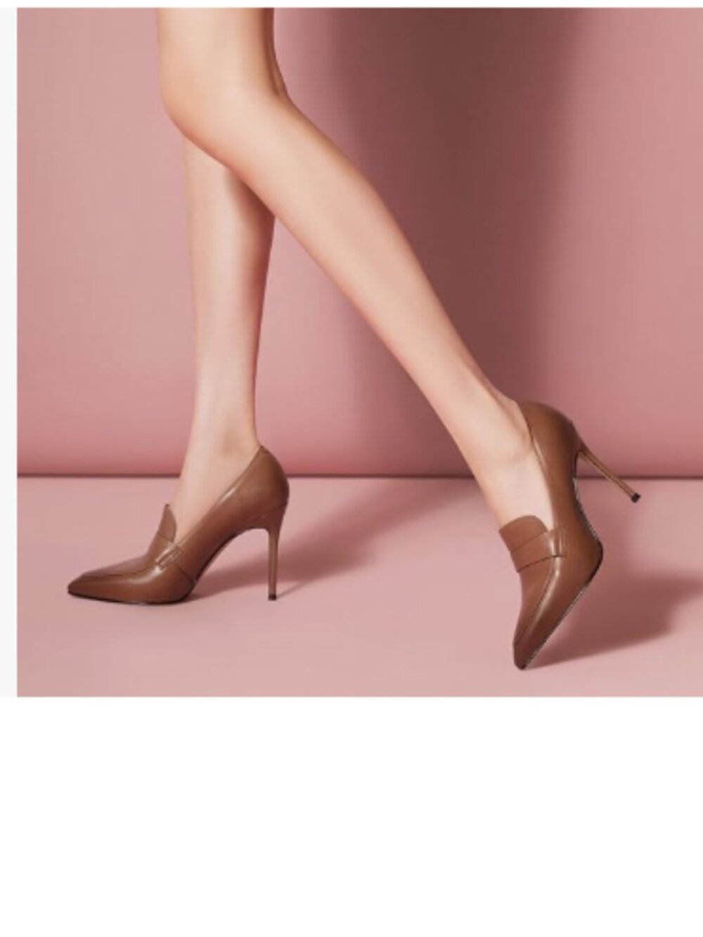 YDN Brown High Heel Pumps Slip on Pointed Toe Loafers All Season Office Shoes